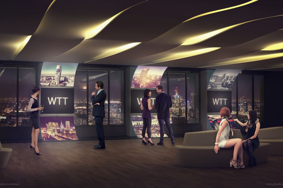 Lobby na 35. piętrze biurowca Warsaw Trade Tower Nowa przestrzeń dla biznesu i kultury w Warsaw Trade Tower