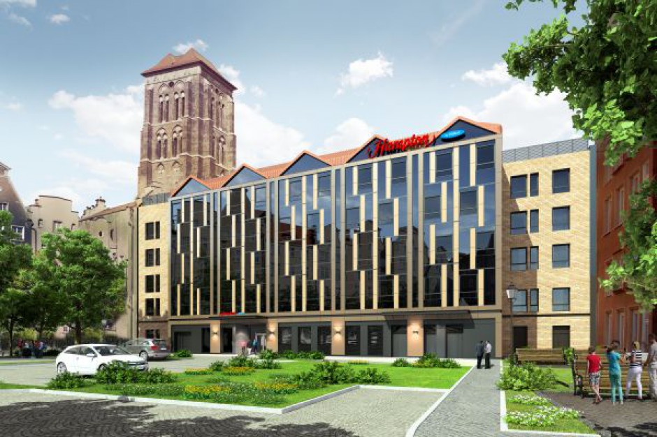 Hampton by Hilton Gdansk Old Town, wizualizacja od ul. Lektykarskiej Capital Park łączy siły z Hilton Worldwide