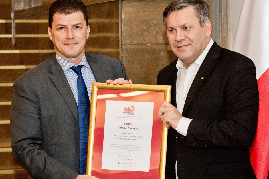 Gilles Clavie, prezes Orbis SA i Janusz Piechociński, Wicepremier RP Orbis z prestiżowym wyróżnieniem