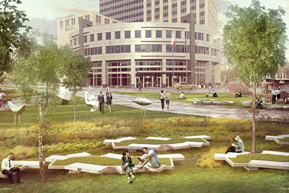 Warsaw Trade Tower (materiały inwestora) Fortepian i elektryczne samochody. To nowe oblicze warszawskiej ikony