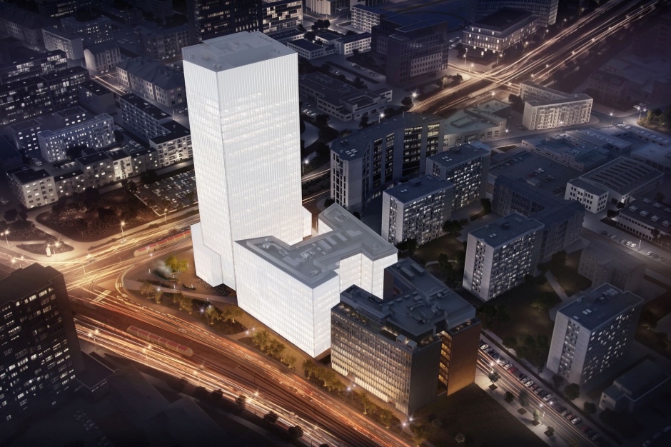 Biurowiec na tzw. serku wolskim, przy ul. Wolskiej - fot. materiały Skanska Property Skanska stawia wieżę na Woli