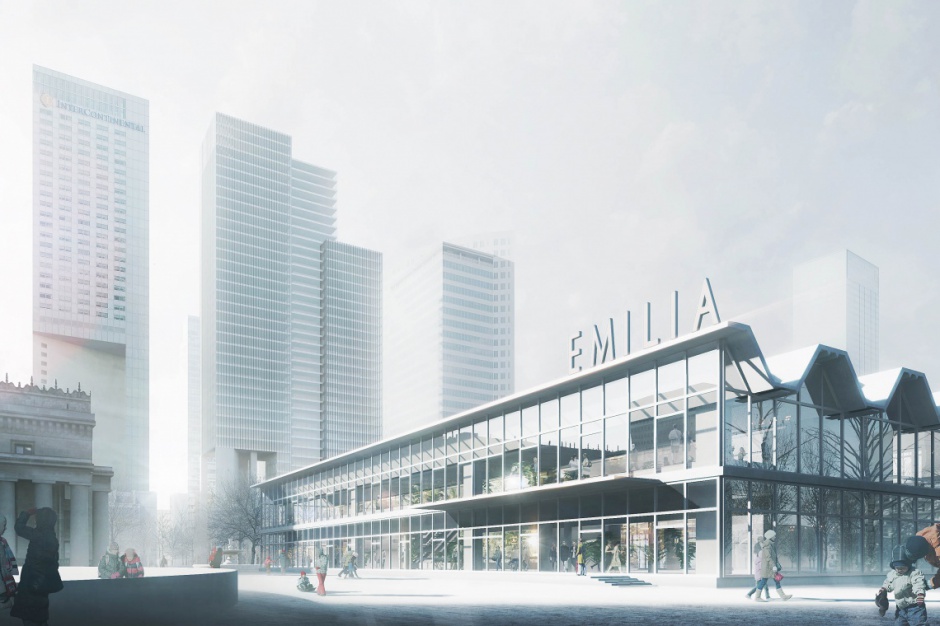 Pawilon Emilia, jedna z koncepcji przeniesienia budynku na Plac Defilad. Pomysł pracowni BBGK Architekci, fot. BBGK Architekci Emilia sprzedana ze stratą? Politycy PiS mają wątpliwości