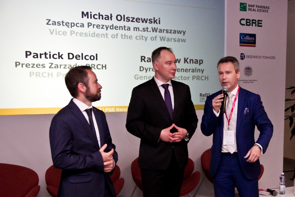 Wiceprezydent Warszawy, Michał Olszewski; Radosław Knap, PRCH; Patrick Delcol, PRCH, BNP Paribas Real Estate, Fot. PRCH Wiceprezydent Warszawy: Centra handlowe przestają być wyspami na peryferiach miast