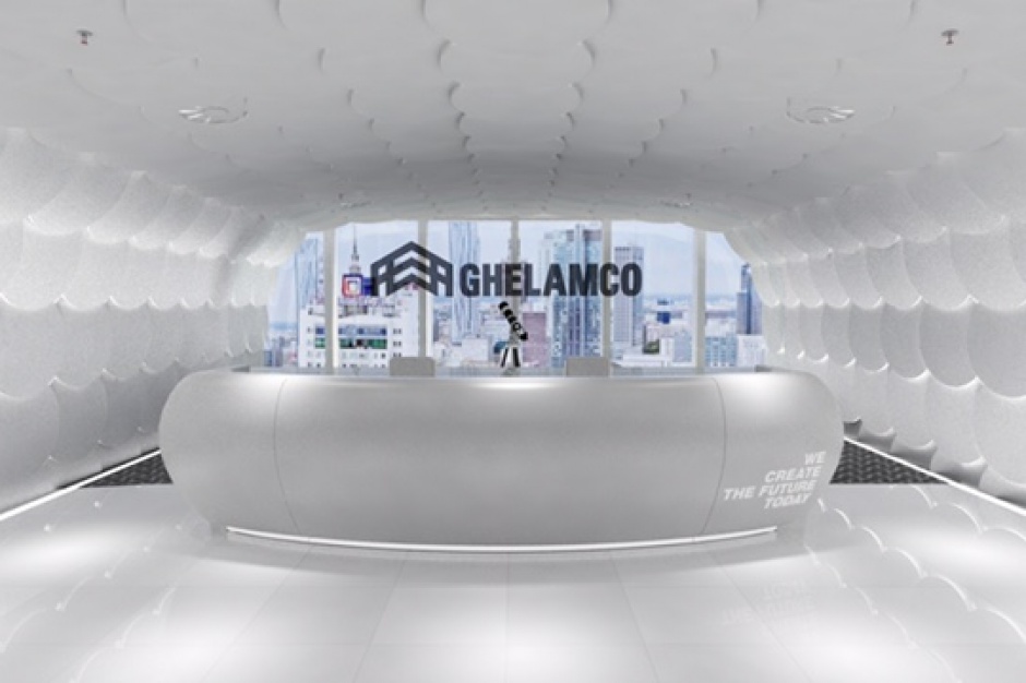 Recepcja Ghelamco w Warsaw Spire Kuchnia jak pole golfowe i kosmiczna recepcja. Oto nowe biuro Ghelamco w Warsaw Spire