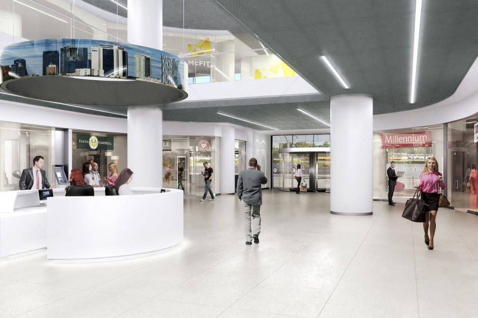 Tak będą wyglądać wnętrza zmodernizowanego biurowca Millennium Plaza Wielka przemiana Millennium Plaza. Atlas Estates chce wrócić do biurowej czołówki