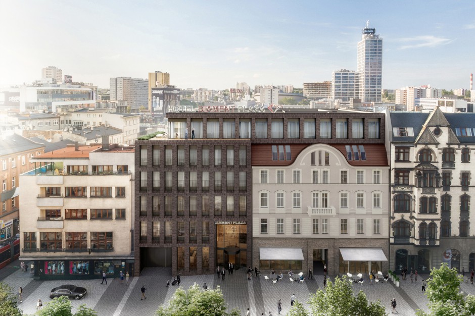Tak będzie wyglądać Hotel Diament Plaza po rozbudowie. Wizualizacje Konior Studio/Hotele Diament Hotel Diament Plaza Katowice o krok przed rozbudową