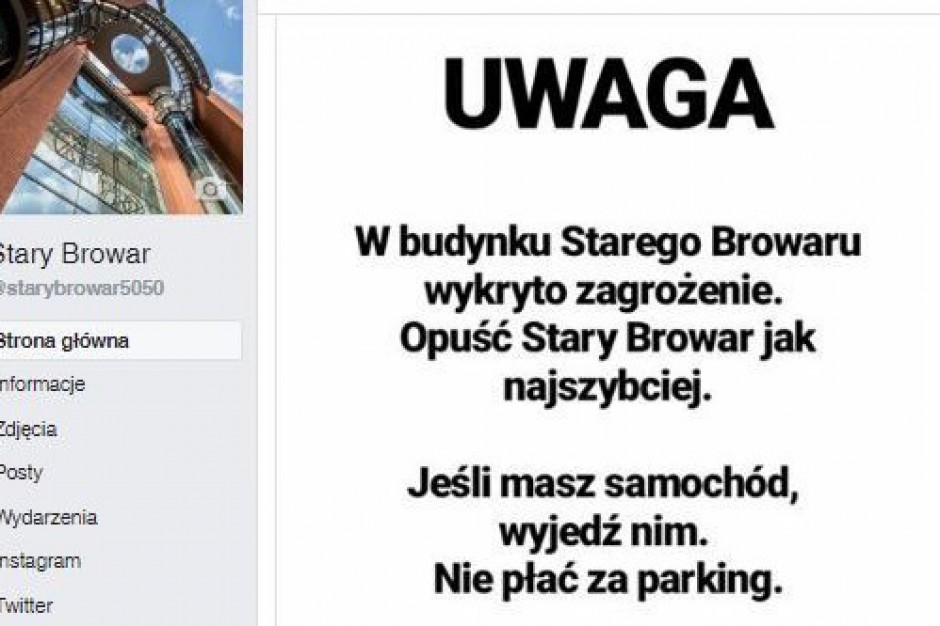 fot. mat. pras. Wielka akcja antyterrorystów w Starym Browarze i... na Instagramie