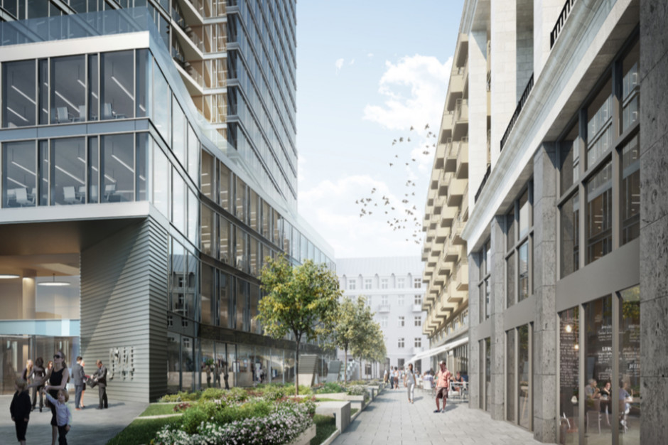 Tak będzie wyglądać projekt Widok Tower, inwestycja S+B Gruppe AG i Commerz Real Investmentgesellschaft, wizualizacja - Piotr Bujanowski Architekt, mat. S+B Gruppe AG Widok Tower zamiast Universalu. 94-metrowa wieża obok Rotundy pełna biur