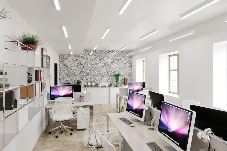 Wizualizacja wnętrz New Work Offices, Projekt KJ Architekt, aranżacja Interbiuro design & fit out. Elastyczne biura przy Mazowieckiej. New Work Offices pod nowym adresem