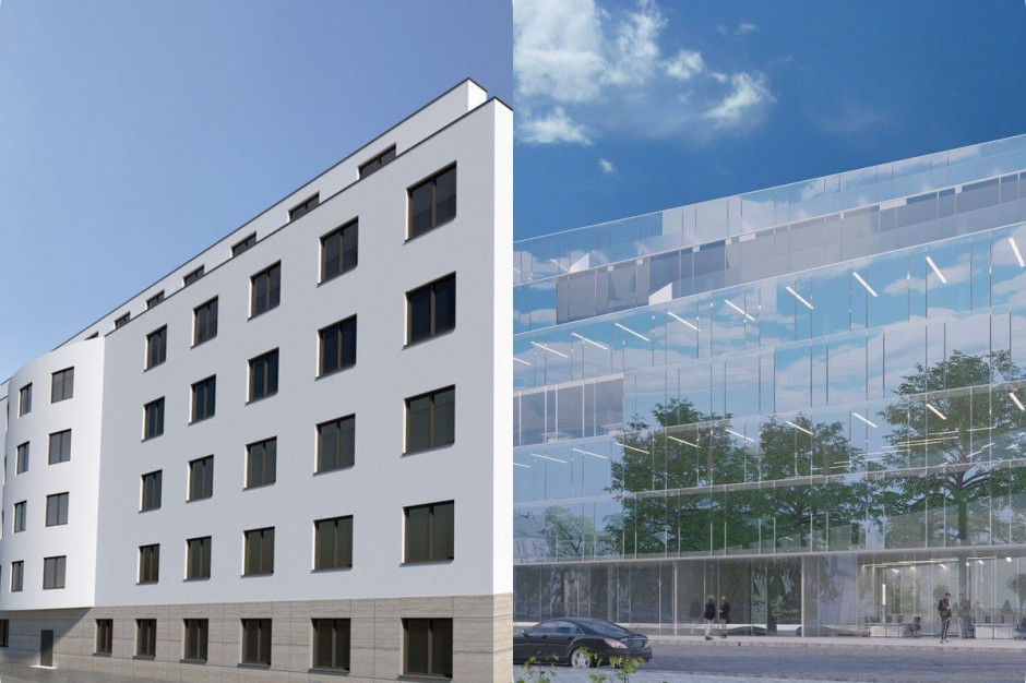 Dwie propozycje zagospodarowania działki przy ul. Zielona 4 - od lewej hotel dwugwiazdkowy i pięciogwiazdkowy.