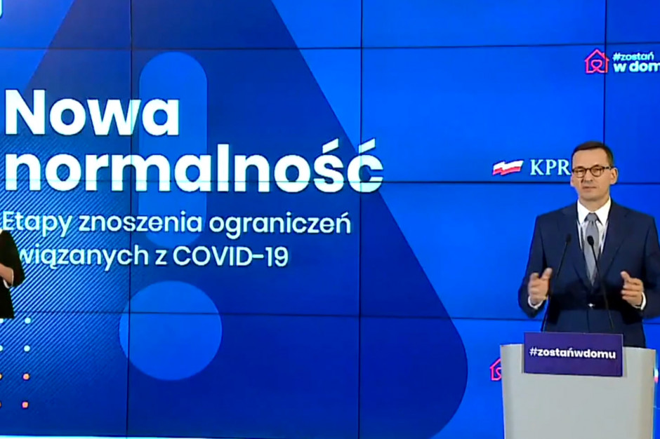 Premier Mateusz Morawiecki Rząd odmraża gospodarkę. Hotele ruszą w II fazie. Centra handlowe - w III. Imprezy masowe na końcu