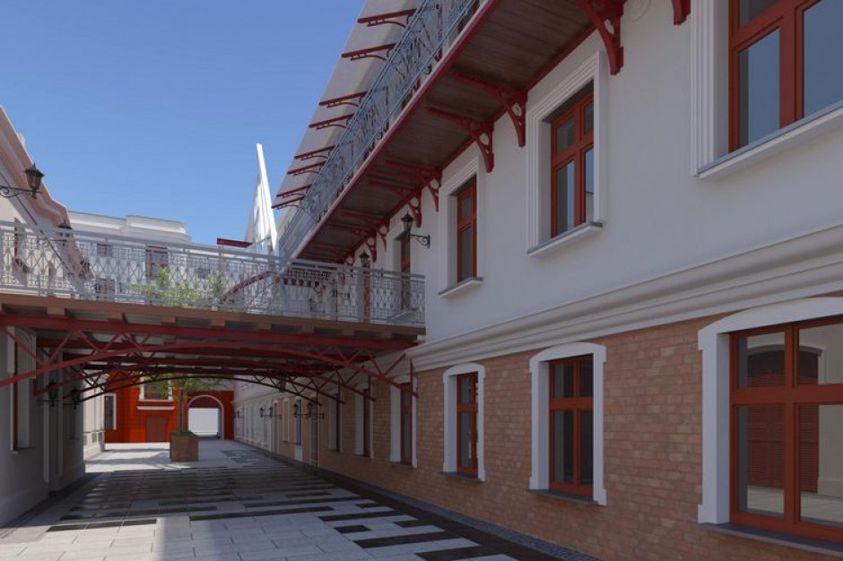 Podwórko przy ul. Piotrkowskiej 102 przejdzie metamorfozę (wizualizacja), mat. UMŁ Piotrkowska 102 do rewitalizacji. Budynek, w którym mieszczą się biura i kluby przejdzie metamorfozę