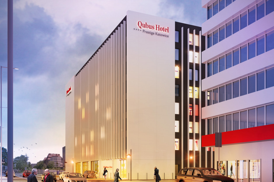 Czterogwiazdkowy Qubus Hotel Katowice zlokalizowany będzie w centrum miasta przy ulicy Moniuszki. Fot. mat. prasowe. Pandemia zatrzymała budowę hotelu Qubus w Katowicach