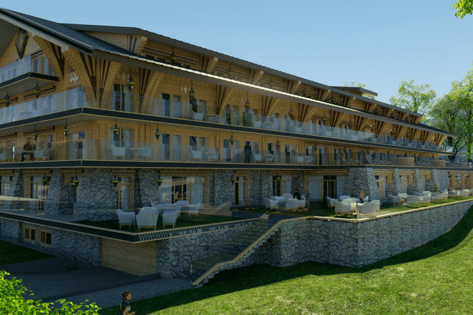 Wizualizacja hotelu Mountain Diamond, fot. Księstwo Góralskie Przy Krupówkach rośnie Hotel Mountain Diamond