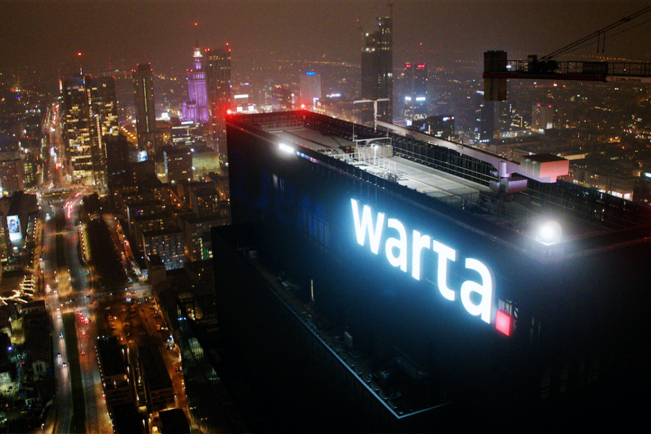 Obecnie logo Warty jest najwyżej umiejscowionym logotypem w Polsce. mat.pras. Warsaw Unit z najwyżej umiejscowionym logotypem w Polsce