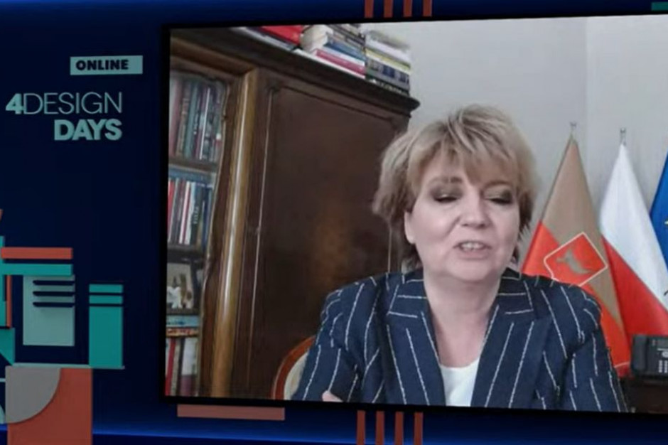 Hanna Zdanowska podczas sesji 4DD Online „Nowy Europejski Bauhaus motywuje i inspiruje! Projekty jutra”. 4DD Online: Łódź stworzyła własny Bauhaus