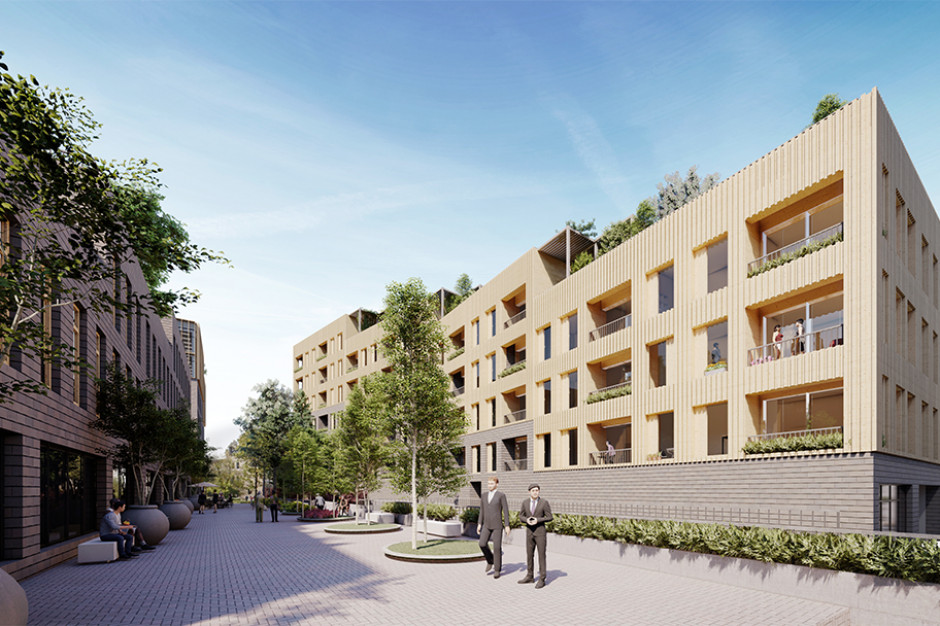 Projekt apartamentowca w miejsce biurowca Orange w Sosnowcu. Za projekt odpowiada pracownia 2H+ architekci, fot. 2H+ Architekci Orange stara się sprzedać biurowiec w Sosnowcu. Przedstawił śmiały projekt